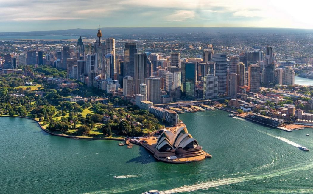 Aerial view of Sydney across the harbour